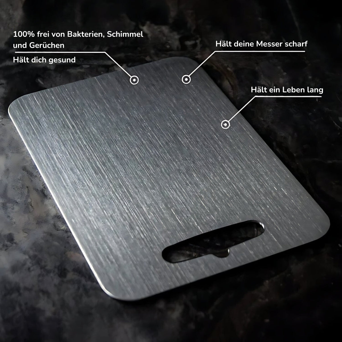 Serenosols™SafeCut cutting board made of 100% titanium-no more microplastics and bacteria!