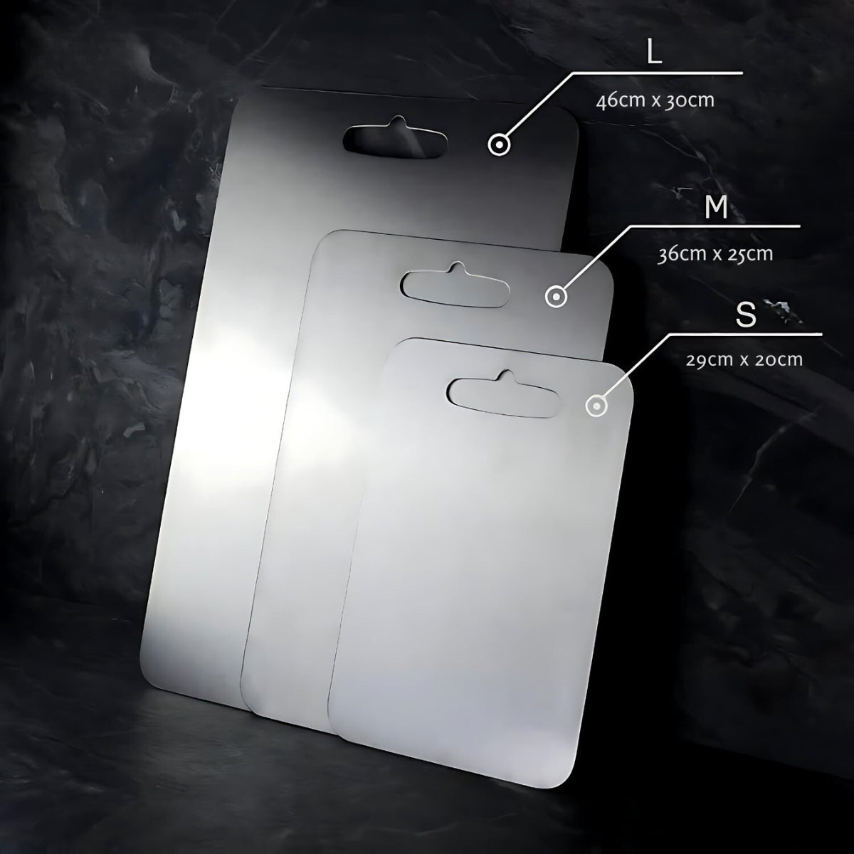 Serenosols™SafeCut cutting board made of 100% titanium-no more microplastics and bacteria!