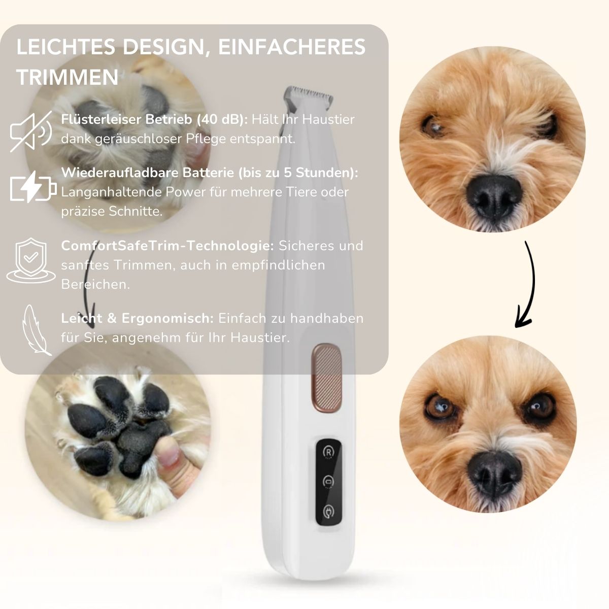 Serenosole™ GroomBuddies Electric Dog Trimmer | Gentle and comfortable experience for your furry friend | The quietest dog trimmer 2024