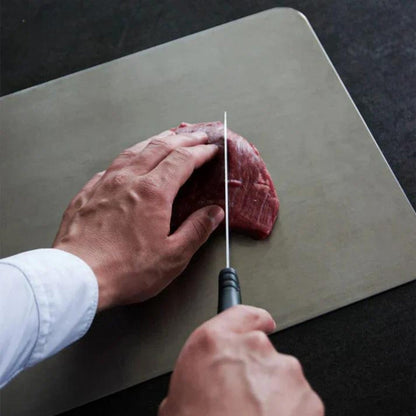 Serenosols™SafeCut cutting board made of 100% titanium-no more microplastics and bacteria!