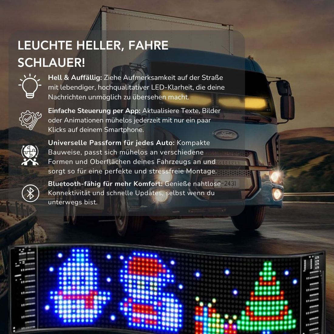 Serenosole™ GlowDrive Car LED Display | Make your car an eye-catcher with an impressive LED display