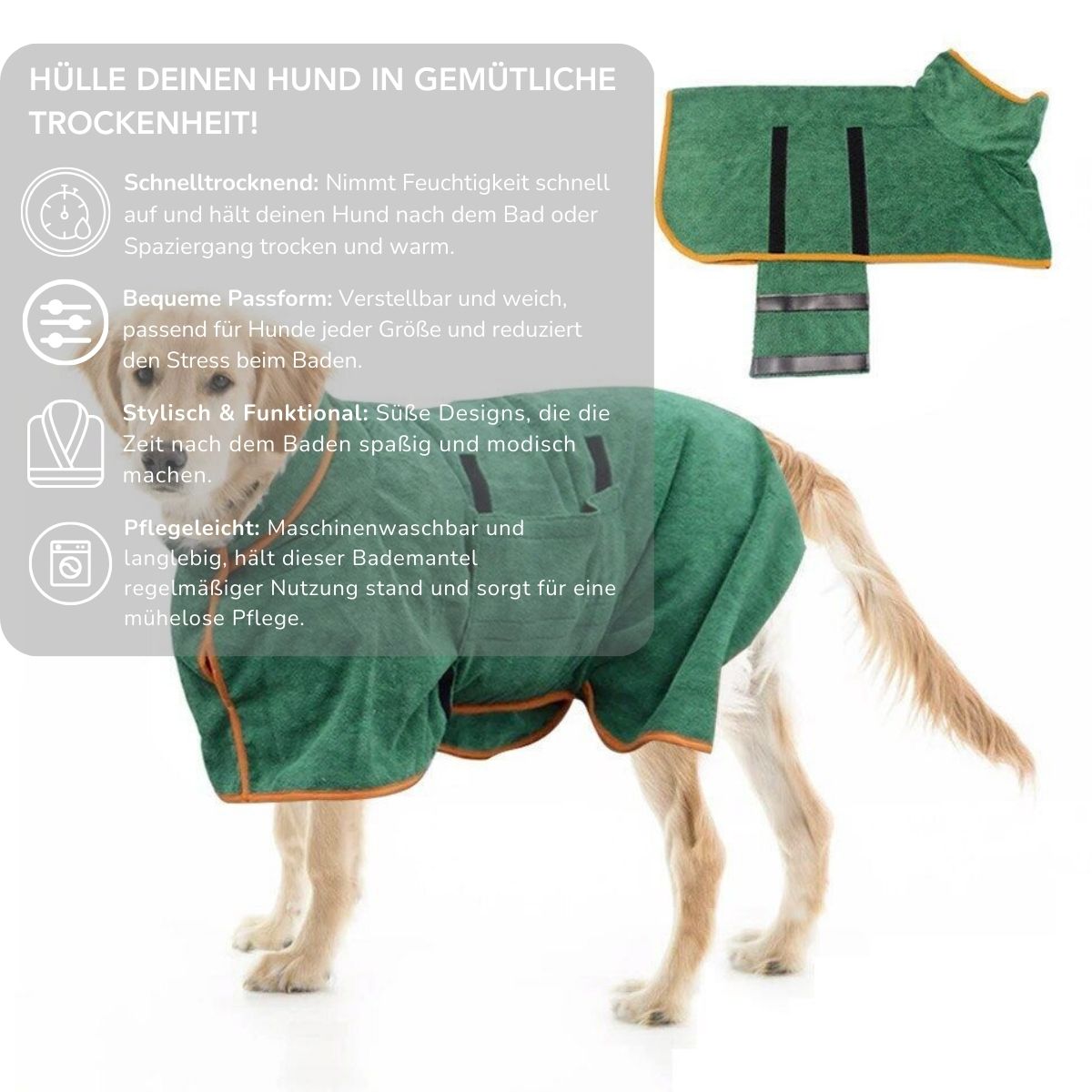 Serenosole™ PupComfort Bathrobe for Dogs | Keeps dogs warm and dry | The best Lsolution for wet dogs 2024