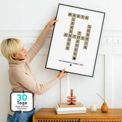 Serenosole™ BondWords Family Crossword Poster | Unique Family Crossword Puzzle to Be Treasured Forever | Timeless Family Puzzle 2024