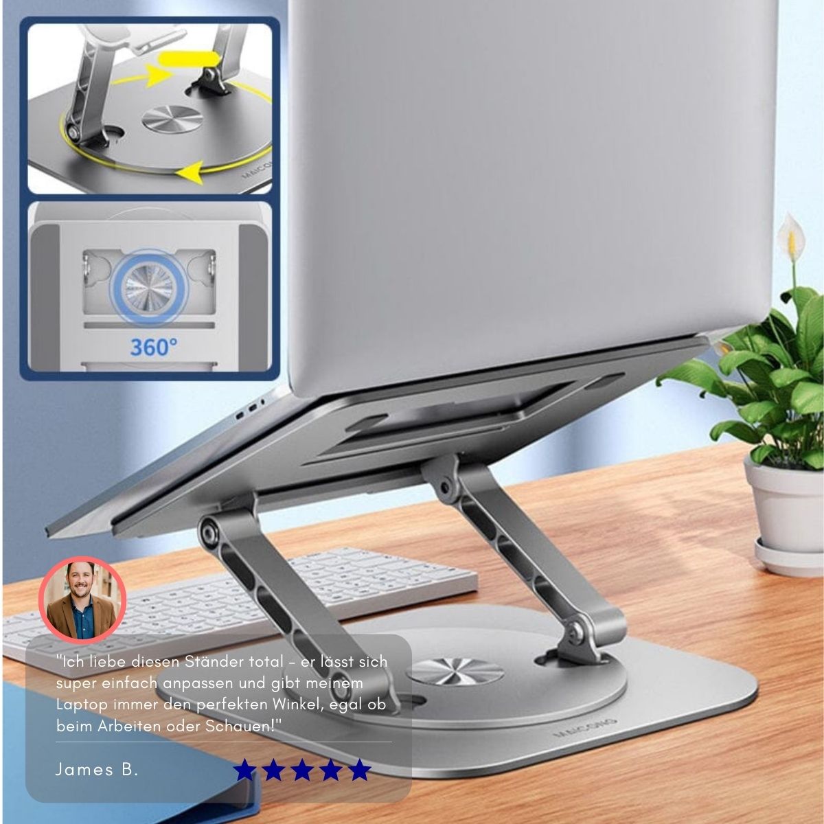 Serenosole™ DeskLift Laptop Stand 360 Degrees | The Most Convenient and Versatile Laptop Setup