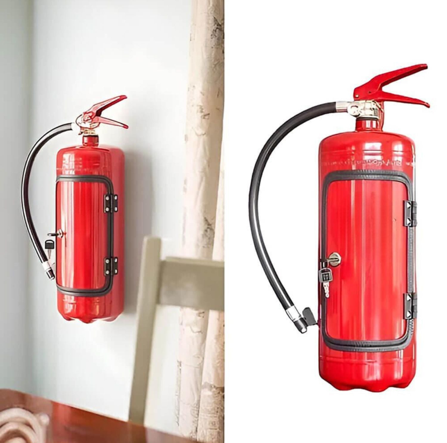 Serenosole™ FireBottle Bar Mini-Bar in Fire Extinguisher | A fire extinguisher that serves drinks