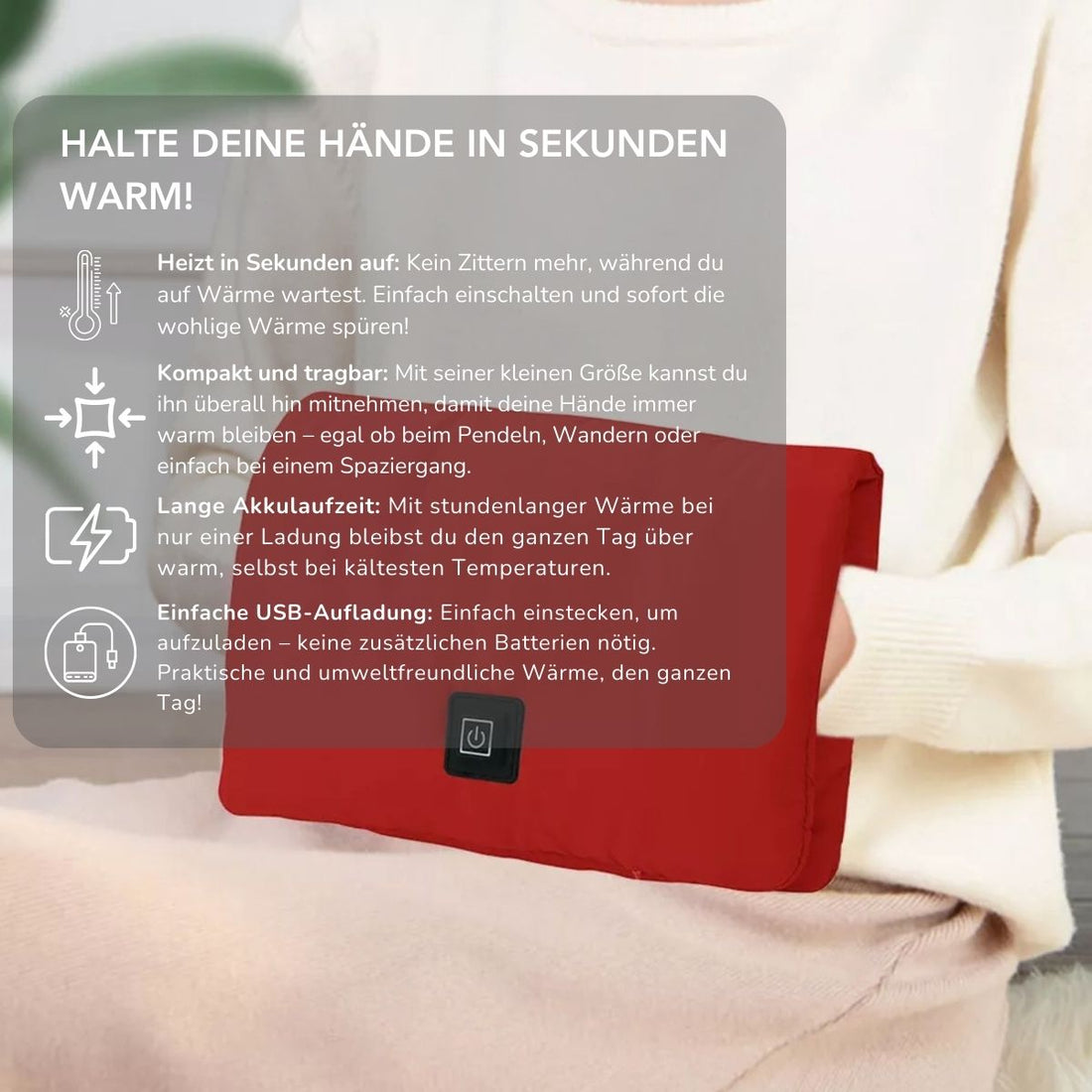 Serenosole™ WarmPulse Fast Heat Hand Warmer | Keeps hands warm without overheating | Fastest Hand Warmer 2024