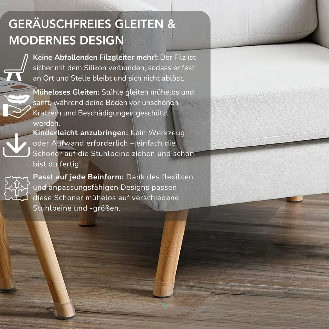 Serenosols™Silent Glide Silicone Chair Leg Protectors | Noiseless Movement and Protection of Floors from Scratches | Best Chair Protectors 2024