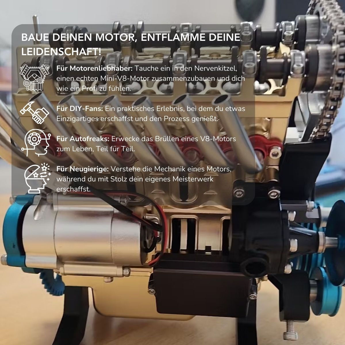 Serenosole™ EngineCrafter V8 Engine | Build, learn and start your own mini V8 engine